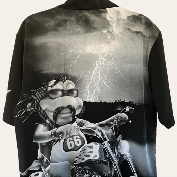 SENOR FROGS Biker Button Up Shirt Motorcycle Handlebar Mustache Rider - Picture 3 of 8